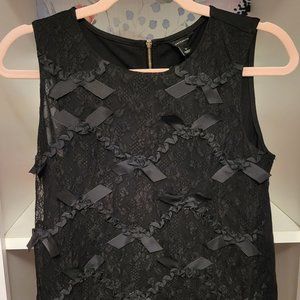 Ann Taylor Black Bow Pattern Top, Small, NWT